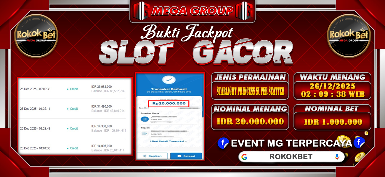 Bukti JP situs Rokokbet hari Jumat, 26 Desember 2025